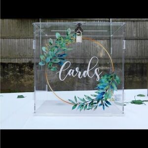 Clear Acrylic Card Box with Leaf Design